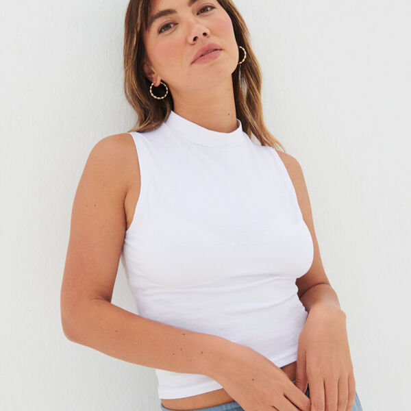 Women's high neck crop vest Thumbnail